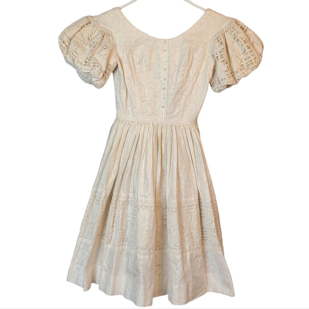 Lou-Ette California Vintage Victorian Vibes Made in USA White Dress Size 3-4